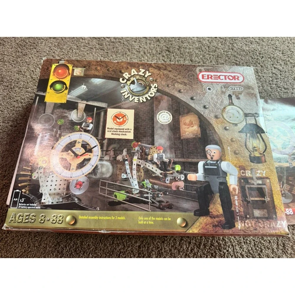 RARE Meccano Erector #7651 Time Machine Clock 3-in-1 Model Set Appears Complete